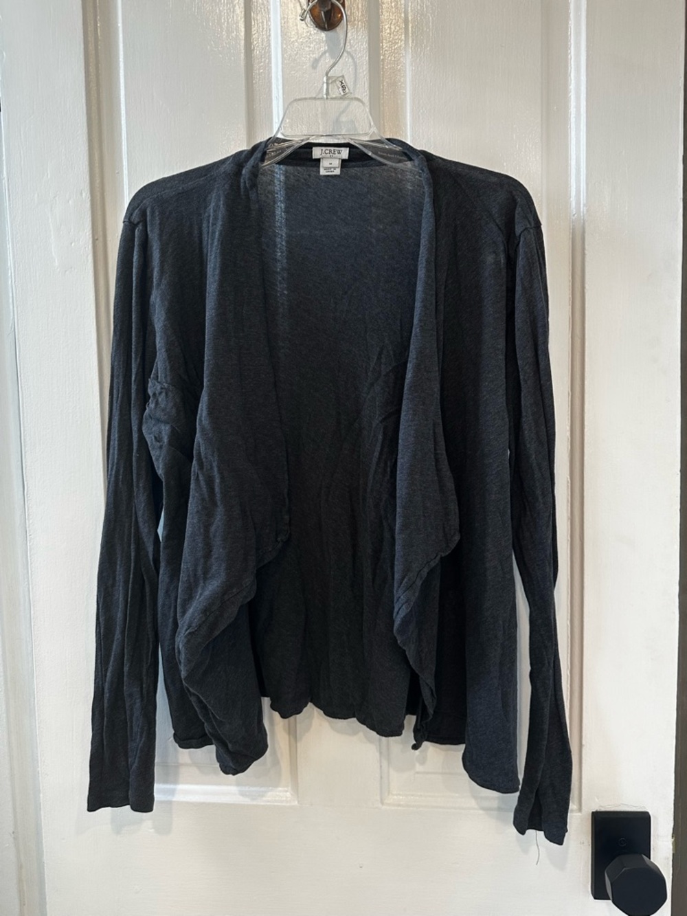 J. Crew Charcoal Open-Front Draped Cardigan
